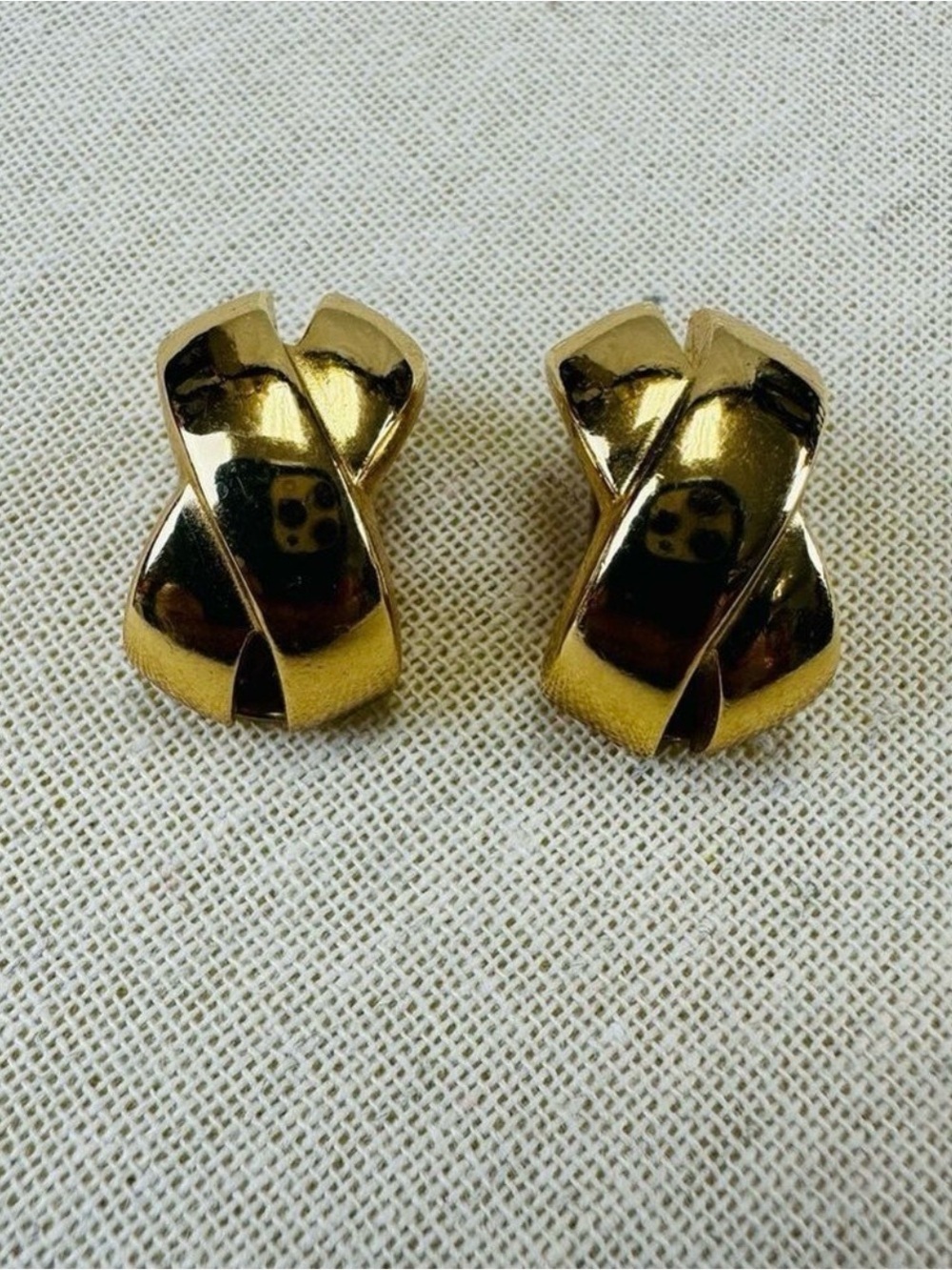 Christian Dior goldtone X clip earrings Vintage 90s Retro Classic Old Money